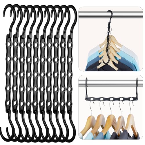 HOUSE DAY Black Magic Hangers Space Saving Clothes Hangers Organizer Smart Closet Space Saver Pack of 10 with Sturdy Plastic for Heavy Clothes - Click to Buy