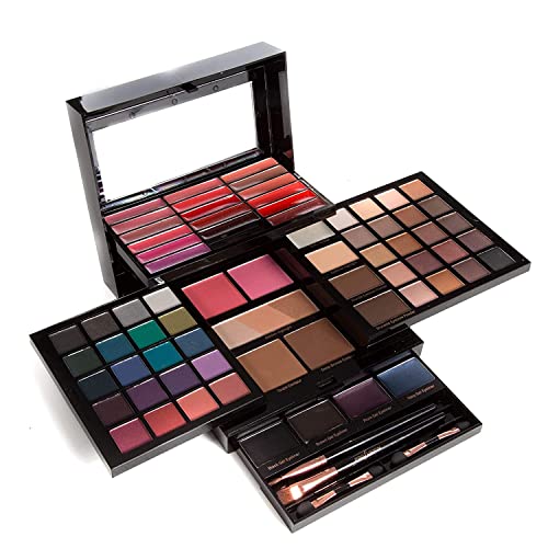 Profusion Cosmetics - Pro Elevation Kit - Starter Makeup Artist Kit Eyeshadows Lip Shades Gel Eyeliners Highlighters Contour Bronzer Brow Powder Eyebrow Wax Eyebrow Highlighter Applicator Brushes - Click to Buy