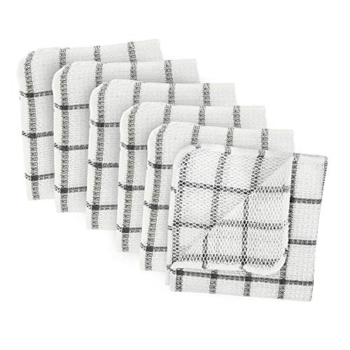DII Scrubber Geschirrtücher Kollektion Fensterscheibe, 30,5 x 30,5 cm, Grau, 6 Stück