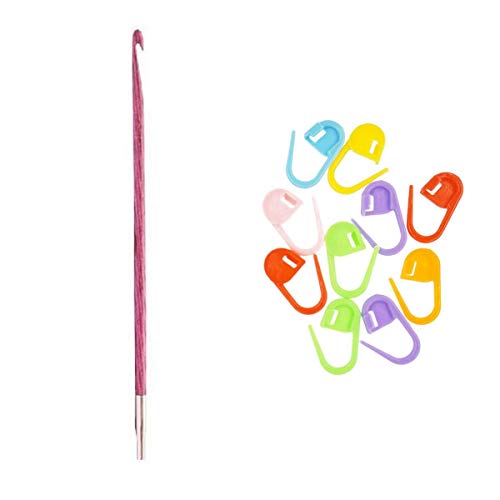 Knitter's Pride Dreamz Knitting Needles Interchangeable Afghan Tunisian Crochet Hooks 6 inch (15cm) Size US M (9.0mm) 600140 with 10 Colorful Stitch Markers - Click to Buy