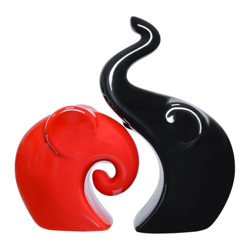 ECYC Originalité Décoration d'intérieur Ameublement Animal Ornement Céramique [Amoureux d'éléphants] - Click to Buy
