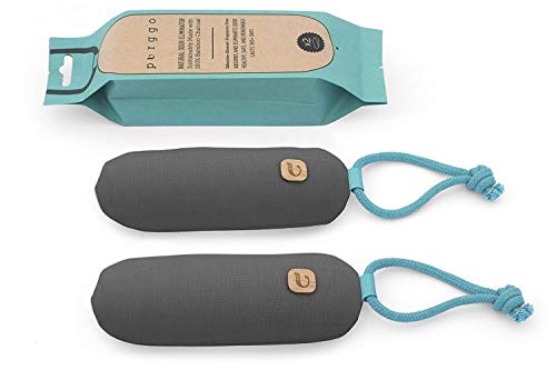 PURGGO Mini Natural Odor Eliminator, Air Freshener, Purifier - Smell Absorber: Shoe, Litter Box, Wet Dog, Bag - Odor Removal, Neutralizer - 100% Activated Bamboo Charcoal [Pack of 2] [Lava Gray] - Click to Buy