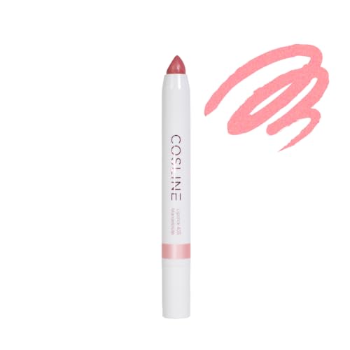 COSLINE Lippenstift Mandelblüte 405, Rosa, Glänzender Perlmuttton, Vegan Lipstick, Langanhaltend, Weich und cremig