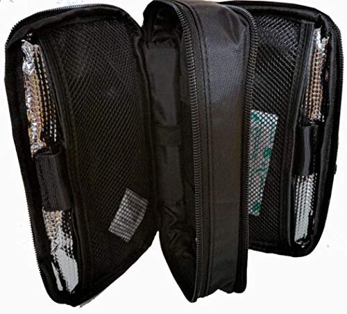 Chillpack Double Bag Diabetic Travel Organizer Cooler Bag for Insulin, Supply Kits with 2 x ice Pack Included, Black