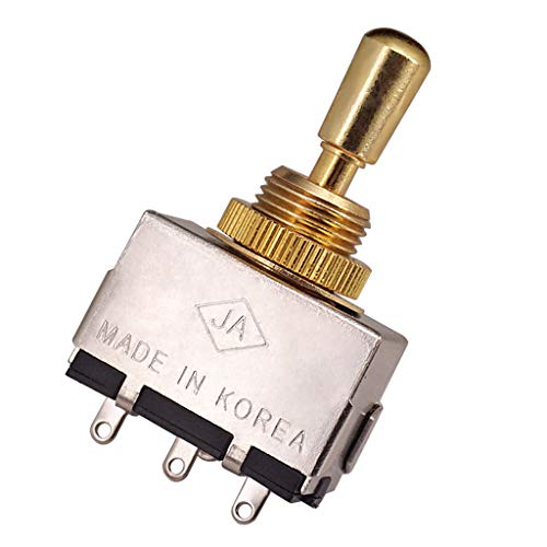 JD.Moon Metal Electric Guitar 3 Way Box Toggle Switch for Les Paul with Brass Tip (Gold)
