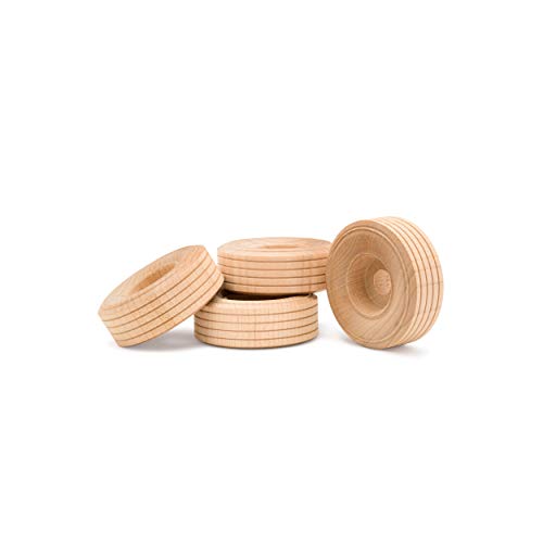 Mini Wood Wheels Treaded Style, 2 Inch Diameter, Pack of 24, for Crafts and DIY Car Models, by Woodpeckers - Click to Buy