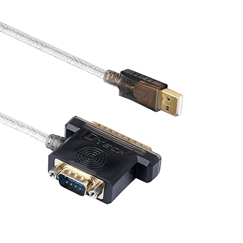 DTECH USB to Serial Adapter DB25 DB9 RS232 to USB Cable 4 Feet with FTDI Chip Supports Windows 11 10 8 7 and Mac - Click to Buy
