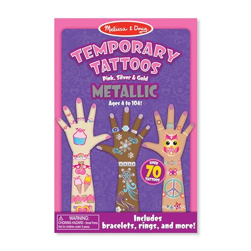 Melissa & Doug My First Temporary Tattoos: Bracelets, Rings and More - 70+ Kid-Friendly Metallic Tattoos - Click to Buy