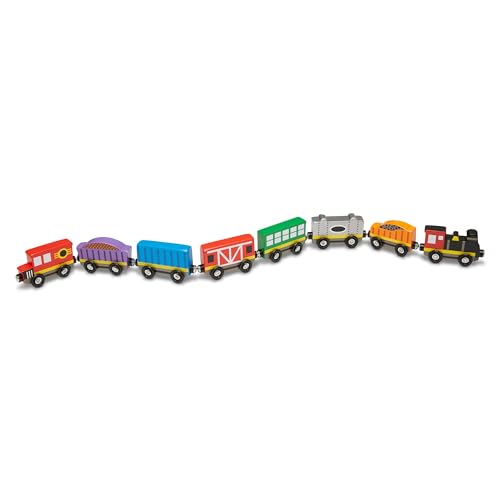 Melissa & Doug Wooden Magnetic Train Cars - 8 Piece Educational and Skill-Building Wooden Toy for Boys and Girls Magnetic Train, For Toddlers And Kids Ages 3+ - Click to Buy