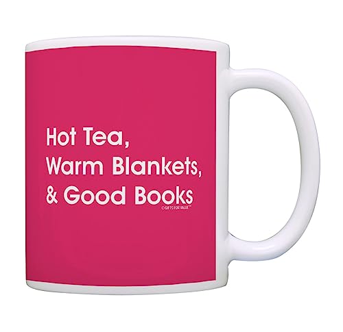 Avid Reader Mug Hot Tea Warm Blankets and Good Books 11oz Ceramic Coffee Mug Pink - Click to Buy