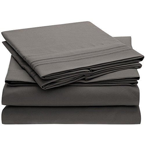 Queen, Gray : Ideal Linens Bed Sheet Set - 1800 Double Brushed Microfiber Bedding - 4 Piece (Queen, Gray) - Click to Buy