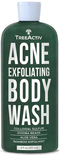 TreeActiv Acne Exfoliating Body Wash, 8oz, Foam Cleanser for All Skin Types, Sulfur, Aloe Vera, Jojoba Beads - Click to Buy