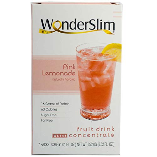 WonderSlim Low-Carb Liquid Protein Fruit Drink Concentrate - Pink Lemonade (7 servings/Box) - Low Carb, Low Calorie, Fat Free, Sugar Free, Aspartame Free Diet Drink Mix - Click to Buy