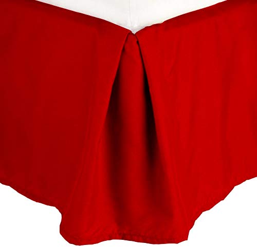 Celine Linen 1500 Thread Count Wrinkle Resistant Egyptian Quality SOLID Bed Skirt - Pleated Tailored 14" Drop, Queen, Red - Click to Buy