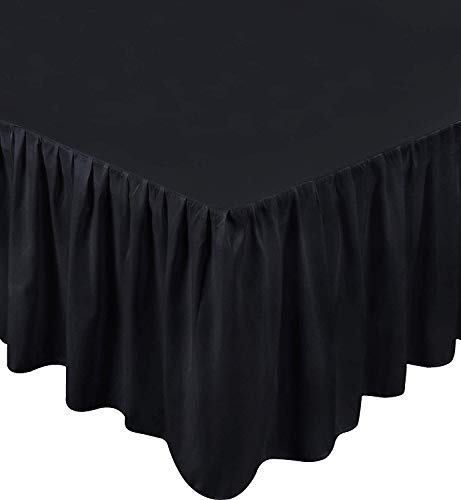 Bed Ruffle Skirt (Full, Black) Brushed Microfiber Bed Wrap with Platform - Easy Fit Gathered Style 3 Sided Coverage by Utopia Bedding by Utopia Bedding - Click to Buy