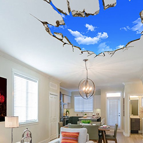 U-Shark 3D Self-Adhesive Removable Break Through The Wall Vinyl Wall Stickers/Murals Art Decals Decorator (Blue Sky(27.6" X 35.4"/ 70cm90cm)) - Click to Buy