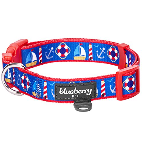 Blueberry Pet Peace Bon Voyage Nautical Blue Dream Designer Dog Collar, Small, Neck 12"-16", Adjustable Collars for Dogs - Click to Buy