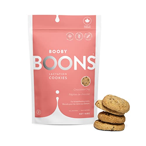 Stork and Dove, Booby Boons Chocolate Chip Cookies for breastfeeding moms, 168 Gram. Enjoy Canada's #1 Nursing Cookies made with 100% gluten-free, fenugreek-free, soy-free ingredients. Supports breastfeeding moms. The milk's on the way with award winning Booby Boons! Canada's Mama Focused Cookie Company- Award Winning Breastfeeding Support, loved and trusted by new moms since 2016 - Click to Buy