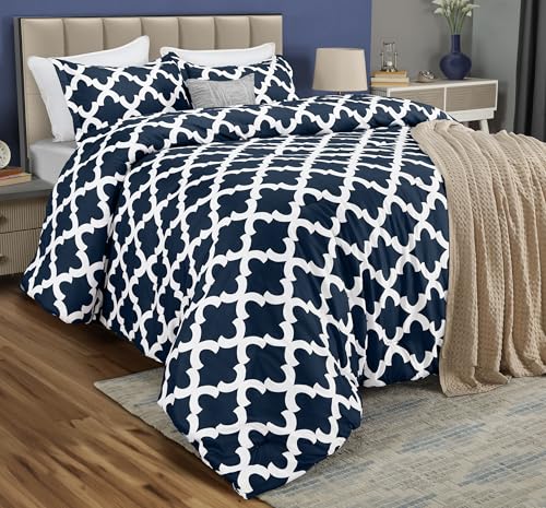 Utopia Bedding Queen-Bettwäsche-Set, Marineblau, Bedruckt, Queen-Size-Größe, 3-teilig, leicht, für alle Jahreszeiten, Daunen-Alternative, Bettwäsche-Set mit 1 Bettdecke (223,5 x 223,5 cm) und 2 - Click to Buy
