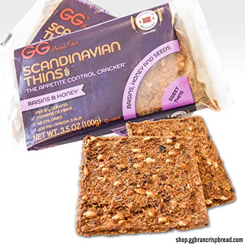 GG Bran Scandinavian Unique Fiber "Sweet Thins" with Raisins and Honey 10 Pack, 3.5 Ounce (Pack of 10)
