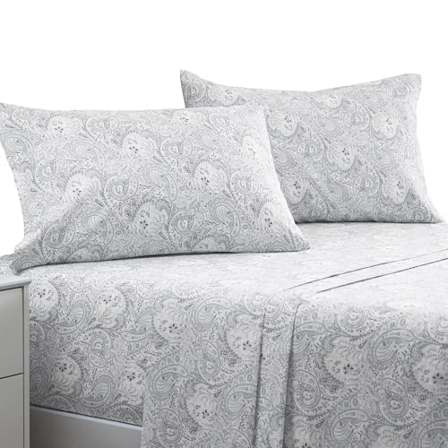 Mellanni Twin Sheet Set - Iconic Collection Bedding Sheets & Pillowcases - Luxury, Extra Soft, Cooling Bed Sheets - Deep Pocket up to 16" - Wrinkle, Fade, Stain Resistant - 3 PC (Twin, Paisley Gray) - Click to Buy