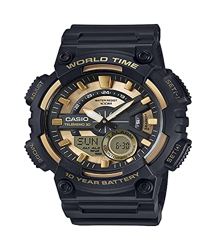 Casio Men's 'Heavy Duty' Quartz Resin Watch, Color:Black (Model: AEQ-110BW-9AVCF)