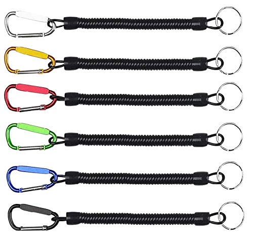 Armear 6Pack Flexible Fishing Lanyards Theftproof Spring Coil Cord Keychain Multicolor Safety Fishing Ropes Fishing Boating Tools Retractable Coiled Tether with Carabiner - Click to Buy