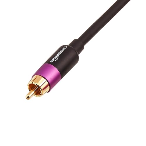 Amazon Basics 1 RCA Audio Cable for Subwoofer, Amplifiers, Active Speakers with Gold-Plated Plugs, Black, 35 feet - Click to Buy
