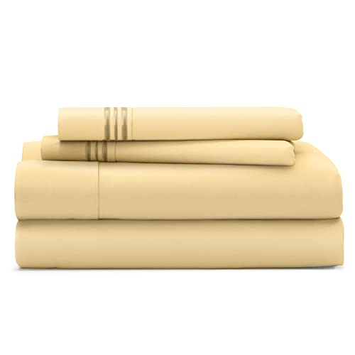 Cosy House Collection 1500 Series Bed Sheets Set - Hypoallergenic - Silky Soft Double Brushed Microfiber Bedding - Deep Pocket - 4 Piece Bedset (Queen, Pastel Yellow) - Click to Buy