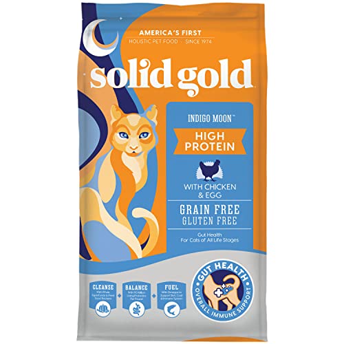 Solid Gold Nourriture sèche à haute teneur en protéines pour chat – Indigo Moon – Nourriture sèche pour chat avec probiotiques digestifs pour chats – Sans céréales et gluten avec haute teneur en - Click to Buy