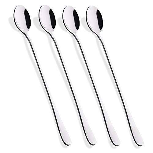 Hiware 9-Inch Long Handle Iced Tea Spoon, Coffee Spoon, Ice Cream Spoons, Stainless Steel Cocktail Stirring Spoons, Set of 4 - Click to Buy