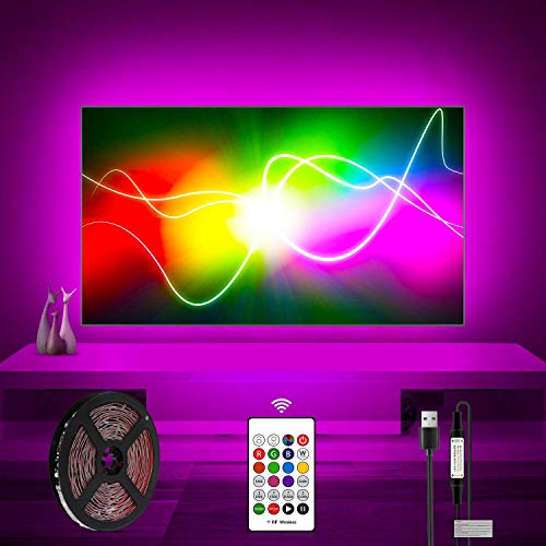 Rétro-éclairage LED LED s'allume derrière 50 éclairage de polarisation de télévision de 55 Pouces, Bande de lumière LED alimenté par USB pour TV avec kit de télécommande RF, 20 Couleurs, 22 Modes - Click to Buy