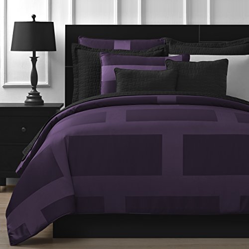 Comfy Bedding | 5-Piece Comforter Set | Microfiber Bedding | King | Frame – Plum | 1 Comforter, 2 Pillow Cases, 1 Square Decorative Pillow & 1 Rectangle Decorative Pillow | Microfiber | Modern - Click to Buy