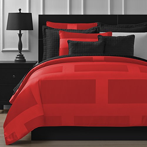 Comfy Bedding | 5-Piece Comforter Set | Microfiber Bedding | Full | Frame – Red | 1 Comforter, 2 Pillow Cases, 1 Square Decorative Pillow & 1 Rectangle Decorative Pillow | Microfiber | Modern - Click to Buy
