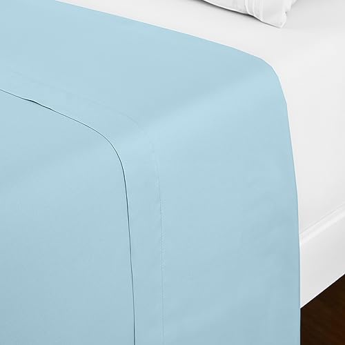 Mellanni Queen Size Flat Sheet - Iconic Collection Bedding - Hotel Luxury, Extra Soft, Cooling - Wrinkle, Fade, Stain Resistant - 1 Flat Sheet Only (Queen, Aqua) - Click to Buy