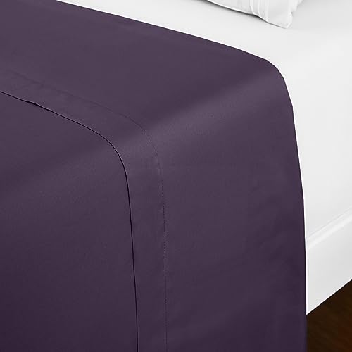 Mellanni California King Size Flat Sheet - Iconic Collection Bedding - Hotel Luxury, Extra Soft, Cooling - Wrinkle, Fade, Stain Resistant - 1 Flat Sheet Only (Cal King, Purple) - Click to Buy