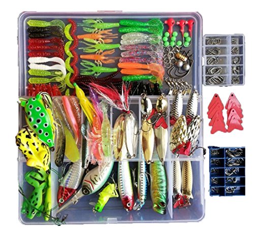 Smartonly 275pcs Fishing Lure Set Including Frog Lures Soft Fishing Lure Hard Metal Lure VIB Rattle Crank Popper Minnow Pencil Metal Jig Hook for Trout Bass Salmon with Free Tackle Box - Click to Buy