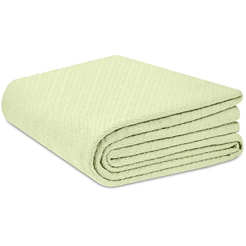 Cotton Craft – Superweiche Thermodecke aus hochwertiger Baumwolle mit Fischgrätenmuster – Twin Salbei - Click to Buy