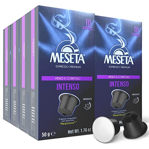 100 Nespresso Compatible Meseta Intenso Coffee Capsules 100 Capsules of Gourmet Coffee Espresso Compatible with Nespresso Machine. - Click to Buy