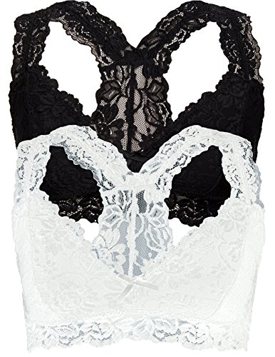Caramel Cantina 2 Pack Lined Lace Racerback Bralette - Click to Buy