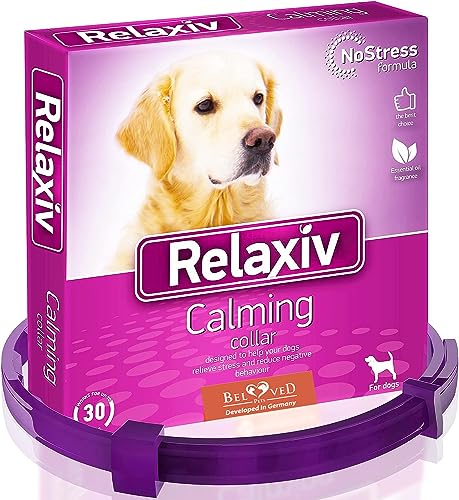 Beloved Pets Calming Collar for Dogs | Improved DE-Stress Formula | Reduces Anxiety During Travel, Fireworks, Thunder, Vet Visits | Helps to Relieve Stress, Scratching, Fighting, Hiding - Click to Buy