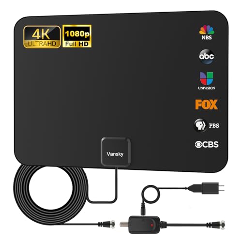 TV Antenna - 2023 Newest Indoor Amplified Digital HDTV Antenna 50 Mile Range Local Broadcast 4K HD VHF UHF Signal TV Channels for Smart Television with Detachable Amplifier and 16.5feet Coax Cable
