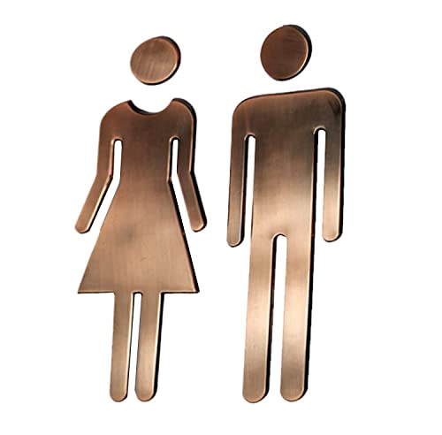 Xiboya textile 7.8 Inch Adhesive Acrylic Toilet Symbol Men's and Women's Bathroon Sign(Bronze) - Click to Buy