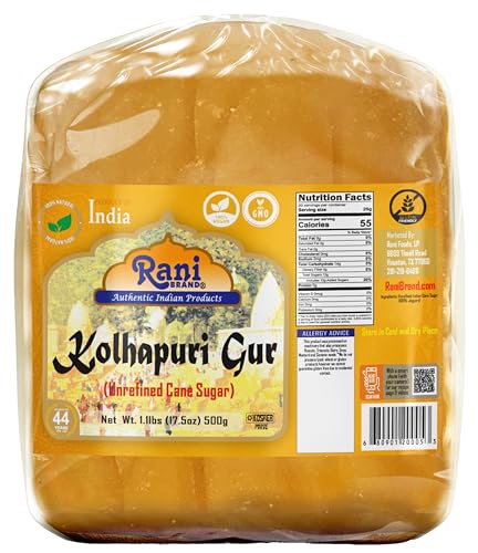 Rani Kolhapuri Gur (Jaggery) 500g (17.5oz) ~ Unrefined Cane Sugar, No Color Added, Gluten Friendly | Vegan | Non-GMO | No Salt or fillers - Click to Buy