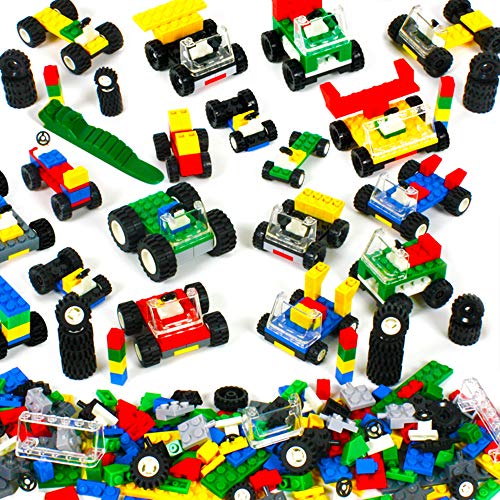 Wheels, Tires, and Axles - 459 Pieces Building Bricks Compatible Set by Brickyard Building Blocks - Includes Steering Wheels, Windshields, and Colorful Brick Building Chassis Pieces (459 pcs) - Click to Buy