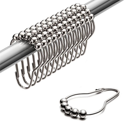 Uigos Shower Curtain Rings for Bathroom - Stainless Steel, Set of 12, Chrome - Click to Buy