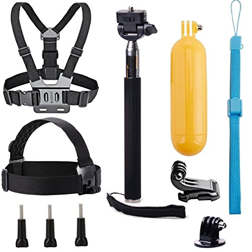 VVHOOY Universal Action Camera Accessories Bundle Head Chest Strap Mount/Selfie Stick/Floating Hand Grip Compatible with Dragon Touch/AKASO EK7000 Brave 4 5 6 7 LE V50X/GoPro Hero 13 12 11 10 9 8 7 - Click to Buy