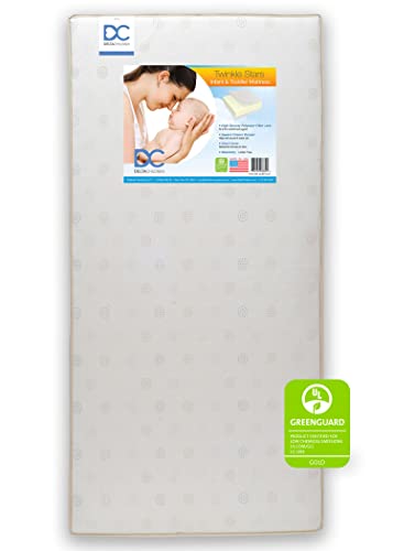 Delta Children Twinkle Stars Dual Sided - 6" Premium Sustainably Sourced Fiber Core Crib and Toddler Mattress - Waterproof - GREENGUARD Gold Certified - 7 Year Warranty - Made in USA - Click to Buy