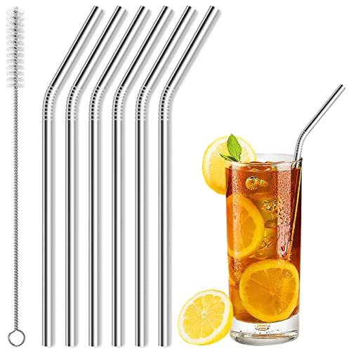 Acerich 6 Pcs Stainless Steel Straws, Reusable Metal Straws for 30 oz & 20 oz Tumblers Cups Mugs Cold Beverage, Free Cleaning Brush Included - Click to Buy