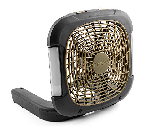 O2COOL Treva 10 Inch Portable Fan with LED Lights - Battery Powered 2-Speed Camping Fan for Outdoors, AC Adapter Port for Home, Office Desk - Energy Efficient Blade - Carry Handle for Easy Travel